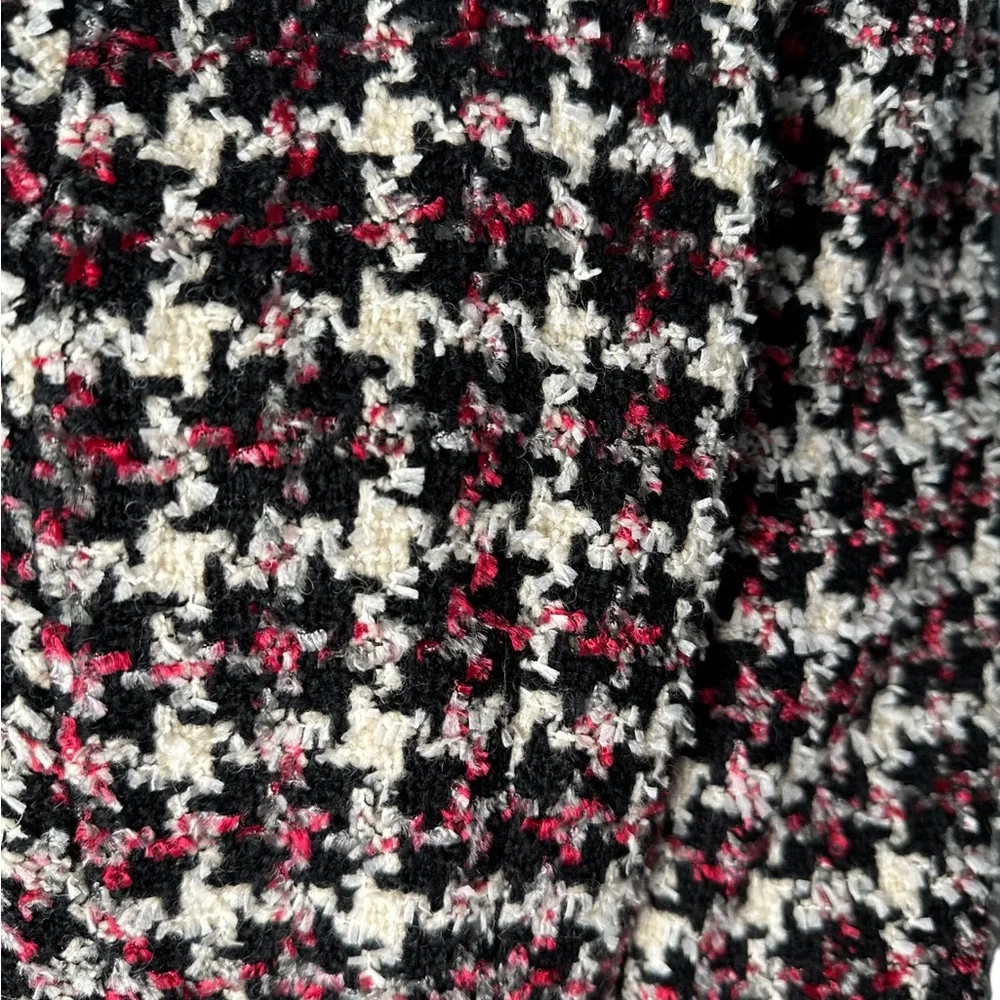 Jones New York red/white/black tweed long sleeve zipper blazer jacket size 8 - Picture 5 of 7